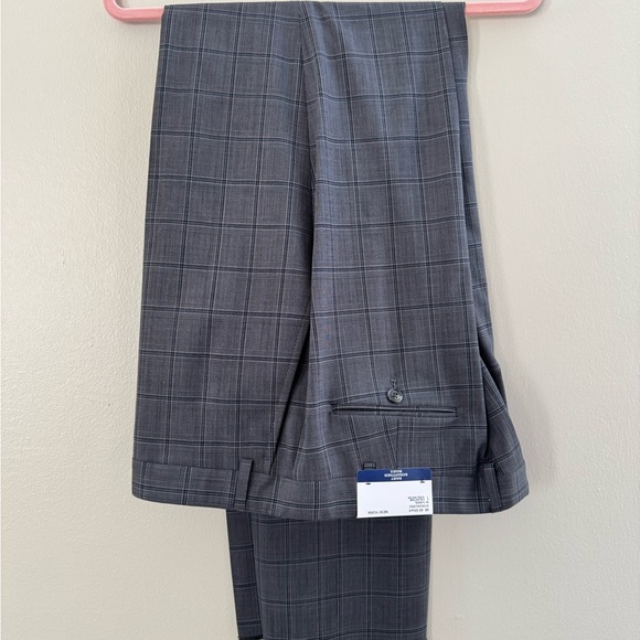NWT Hart Schaffner Marx Gray Blue Plaid New York Fit 2pc Suit Jacket Pants - Picture 9 of 16